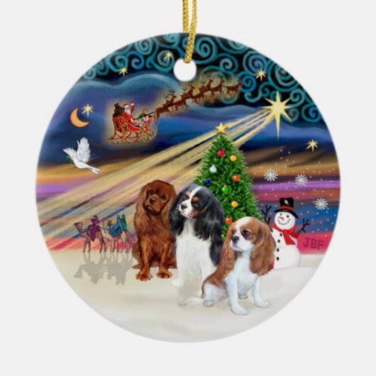 Xmas Magic - Cavaliers (drei) Keramik Ornament (Vorne)