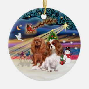 Xmas Magic - Cavaliers (zwei-Rubin-Blenheim) Keramik Ornament