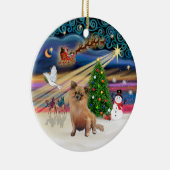 Xmas Magic - Chihuahua (lange haarig) Keramikornament (Rechts)