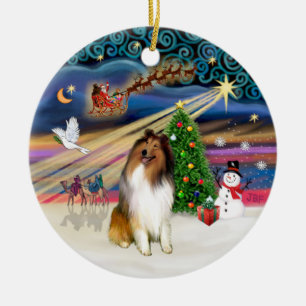 Xmas Magic - Collie (einfarbig-weiß) Keramik Ornament