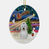 Xmas Magic - Coton de Tulear (Bogen) Keramikornament (Rechts)