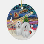 Xmas Magic - Coton de Tulear (ZWEI) Keramik Ornament (Links)