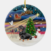 Xmas Magic - Dackel (schwarz-weiß 4) Keramik Ornament (Hinten)