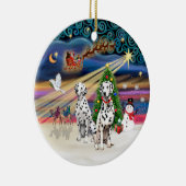 Xmas Magic - Dalmatiner (zwei) Keramik Ornament (Rechts)