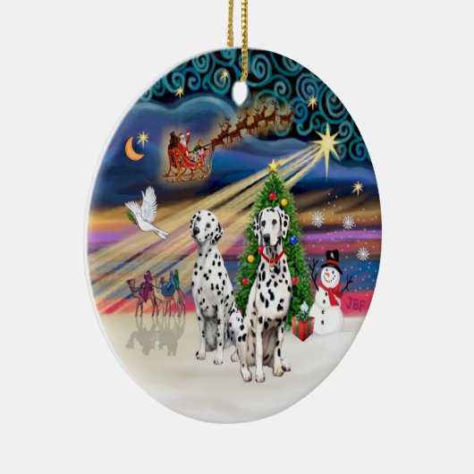 Xmas Magic - Dalmatiner (zwei) Keramik Ornament (Rechts)