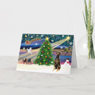 Xmas Magic-Doberman Blk-Natural Feiertagskarte