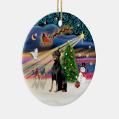 Xmas Magic - Doberman (schwarz) Keramik Ornament (Rechts)