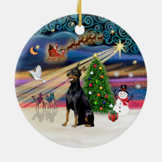 Xmas Magic - Doberman (schwarz) Keramik Ornament (Hinten)