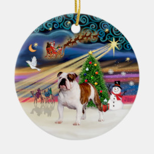 Xmas Magic - English Bulldog (braun-weiß 5) Keramikornament