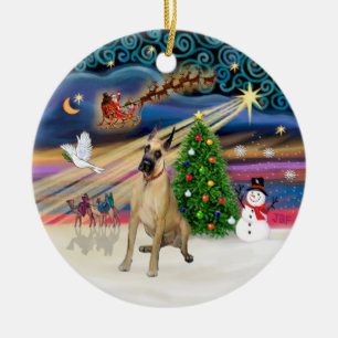 Xmas Magic - Fawn Great Dane #20 (sitzen) Keramikornament