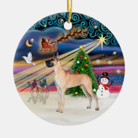 Xmas Magic - Fawn Great Dane (Stand) Keramik Ornament (Vorne)