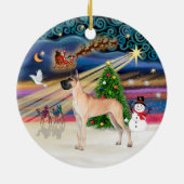 Xmas Magic - Fawn Great Dane (Stand) Keramik Ornament (Hinten)