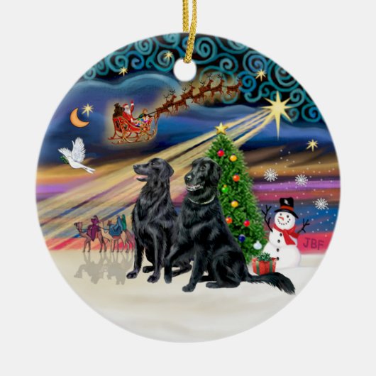 Xmas Magic - Flachbeschichtete Retvres (zwei) Keramik Ornament (Vorne)
