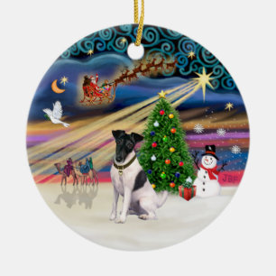 Xmas Magic - Fox Terrier (BW-Glatt) Keramik Ornament