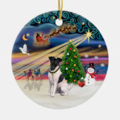 Xmas Magic - Fox Terrier (BW-Smooth) Keramik Ornament (Vorne)