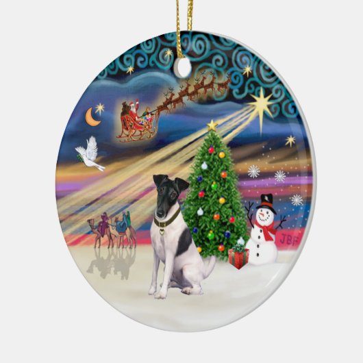 Xmas Magic - Fox Terrier (BW-Smooth) Keramik Ornament (Links)