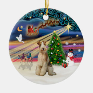 Xmas Magic - Fox Terrier (Wire 3) Keramik Ornament
