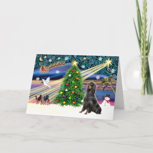 Xmas Magic Gordon Setter Feiertagskarte (Vorderseite)