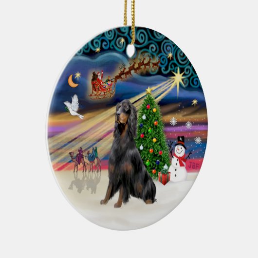 Xmas Magic - Gordon Setter Keramik Ornament (Rechts)