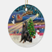 Xmas Magic - Gordon Setter Keramik Ornament (Links)