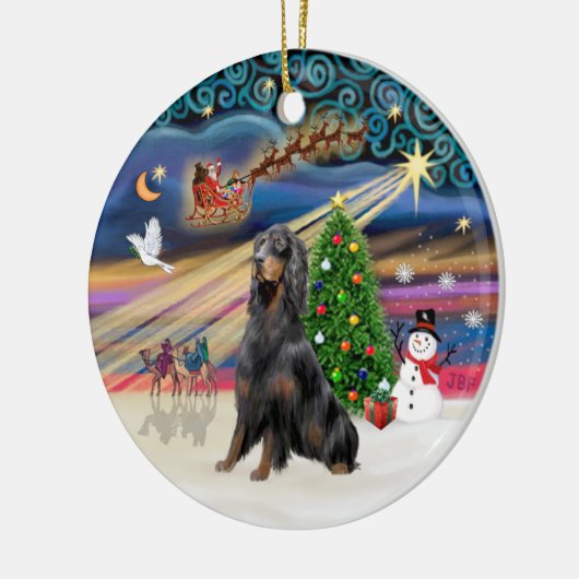Xmas Magic - Gordon Setter Keramik Ornament (Links)