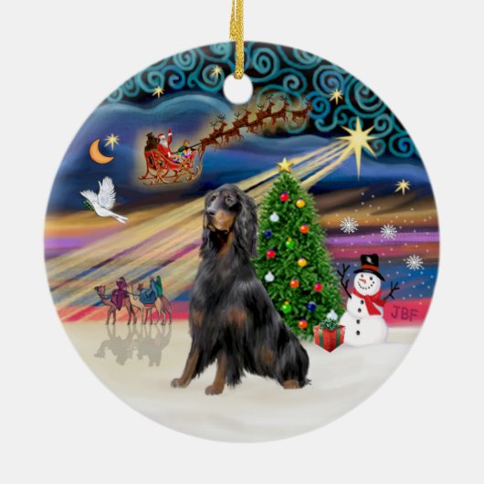 Xmas Magic - Gordon Setter Keramik Ornament (Hinten)