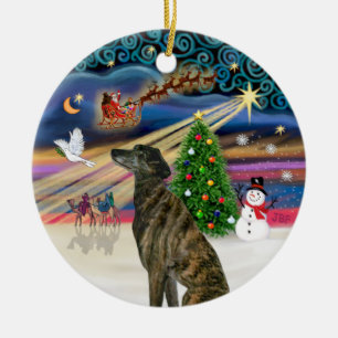 Xmas Magic - Grauer Windhund Keramik Ornament