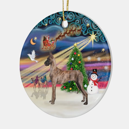 Xmas Magic - Great Dane (Blinkerstand) Keramik Ornament (Links)