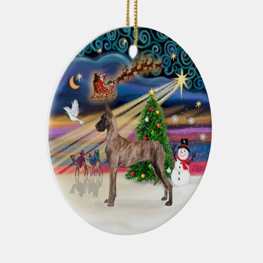 Xmas Magic - Great Dane (Blinkerstand) Keramikornament (Rechts)