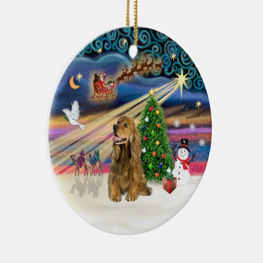 Xmas Magic - Honey Brown Cocker Spaniel Keramikornament (Rechts)