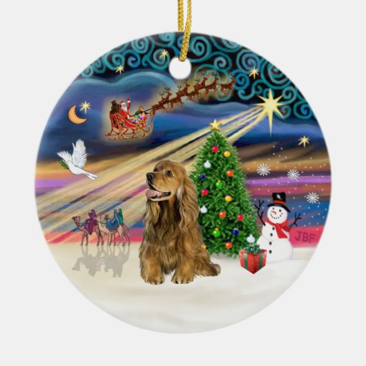Xmas Magic - Honey Brown Cocker Spaniel Keramikornament (Vorne)