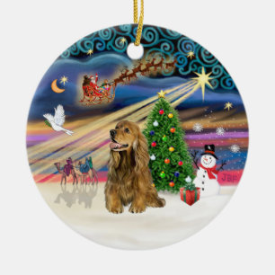 Xmas Magic - Honigbrauner Cocker Spaniel Keramikornament