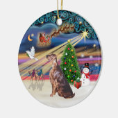 Xmas Magic - Irischer Setter Keramikornament (Links)