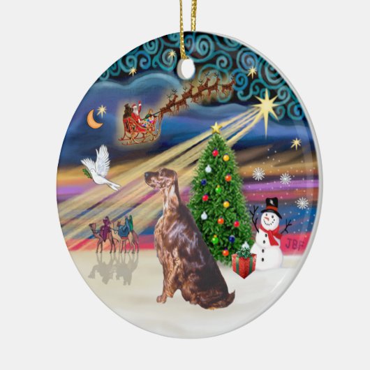 Xmas Magic - Irish Setter Keramikornament (Links)
