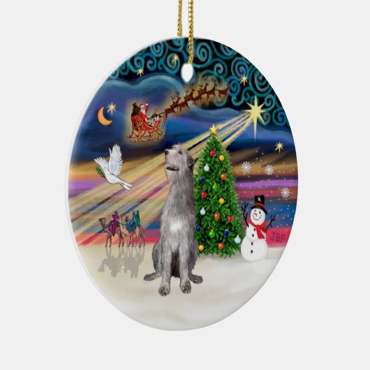 Xmas Magic - Irish Wolfhound Keramik Ornament (Rechts)