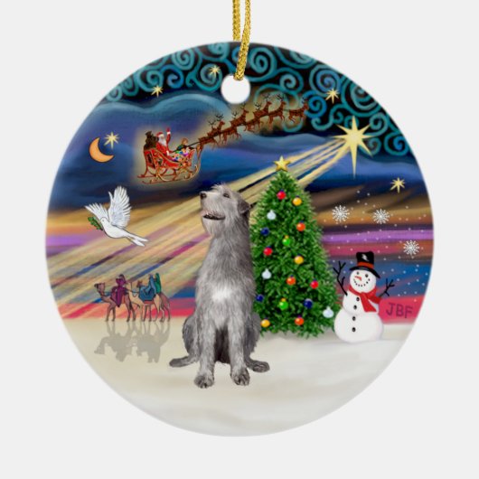 Xmas Magic - Irish Wolfhound Keramik Ornament (Vorne)