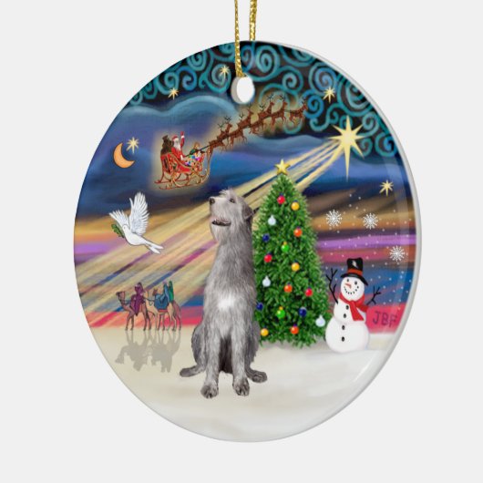 Xmas Magic - Irish Wolfhound Keramik Ornament (Links)