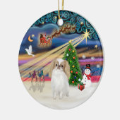 Xmas Magic - Japanischer Kinn (Zitronenweiß) Keramik Ornament (Links)