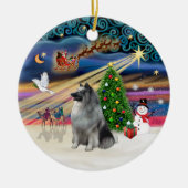 Xmas Magic - Keeshond Keramik Ornament (Vorne)