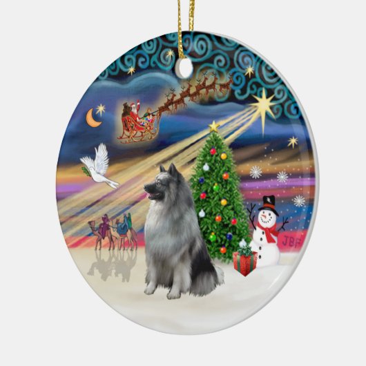Xmas Magic - Keeshond Keramik Ornament (Links)