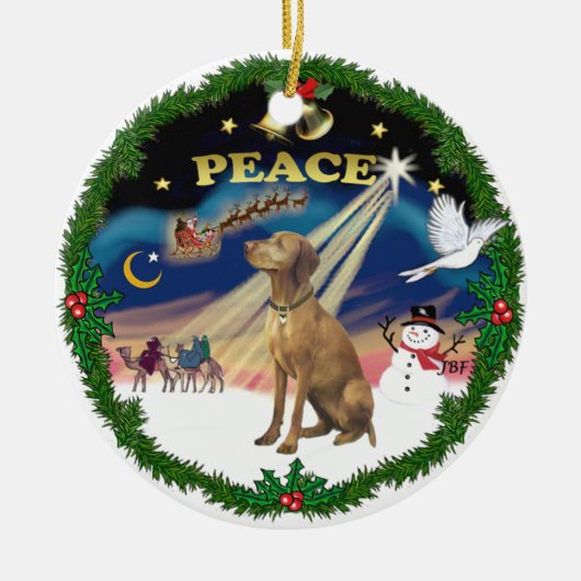 Xmas Magic (Kranz) - Vizsla #2 Keramikornament (Vorne)