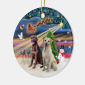 Xmas Magic - Labradors (Choc-Yellow) Keramikornament (Links)