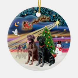 Xmas Magic - Labradors (schwarz + Schokolade) Keramik Ornament