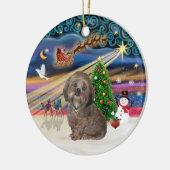 Xmas Magic - Lhasa Apso (braun) Keramikornament (Links)