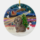 Xmas Magic - Lhasa Apso (braun) Keramikornament (Hinten)