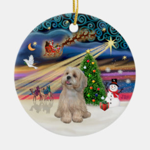 Xmas Magic - Lhasa Apso (R2) Keramik Ornament
