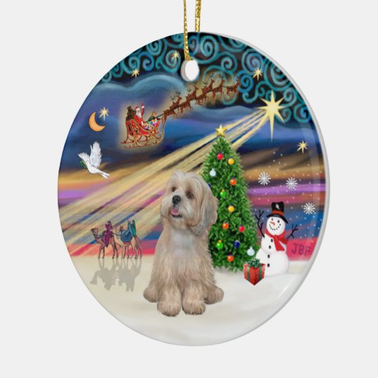 Xmas Magic - Lhasa Apso (R2) Keramik Ornament (Links)