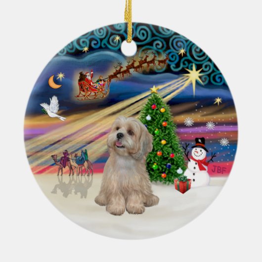 Xmas Magic - Lhasa Apso (R2) Keramik Ornament (Hinten)