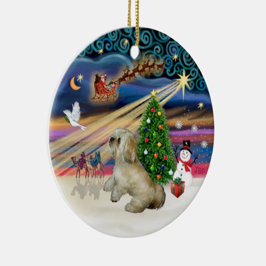 Xmas Magic - Lhasa Apso (R) Keramikornament (Rechts)