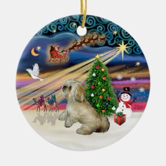 Xmas Magic - Lhasa Apso (R) Keramikornament (Vorne)